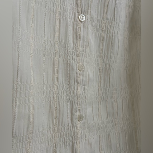 Woolrich Womens size small ivory Long Sleeve textured Button Down collared white - Picture 10 of 15